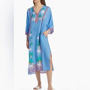 Johnny Was Blue and Green print kaftan.